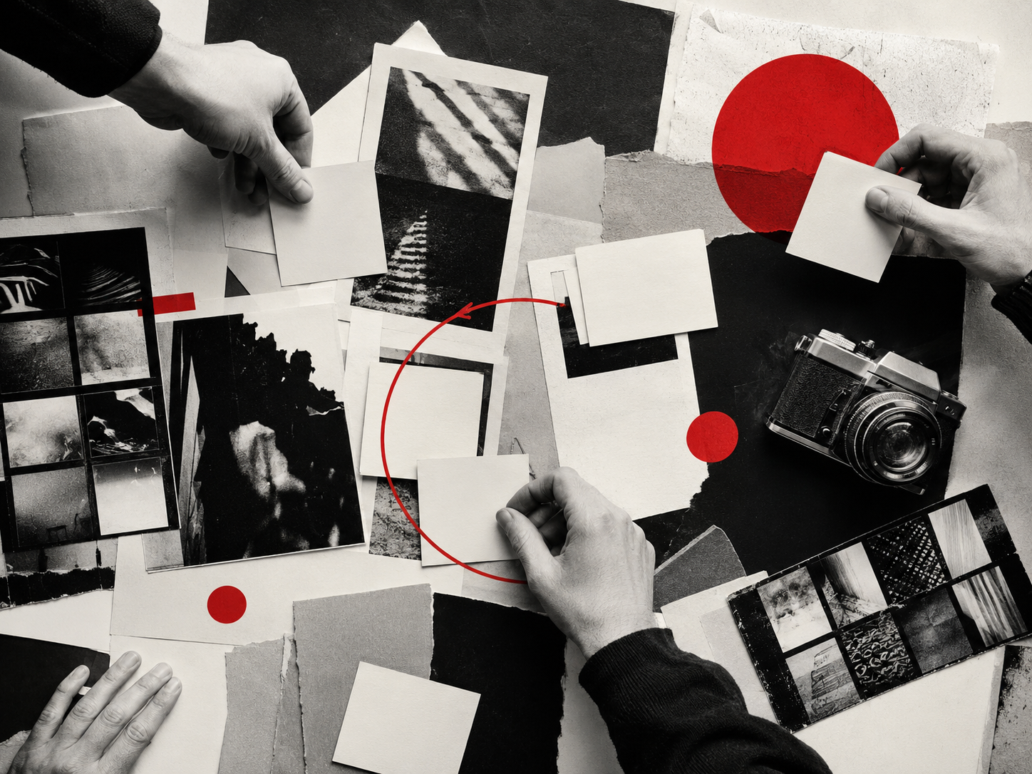 Mesa de estrategia creativa en estilo collage